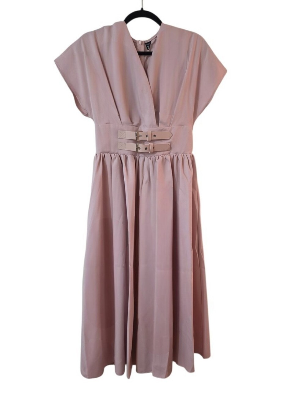 Gorgeous Blush Pink Midi Dress w/ Buckle Detail Medium - Picture 6 of 7